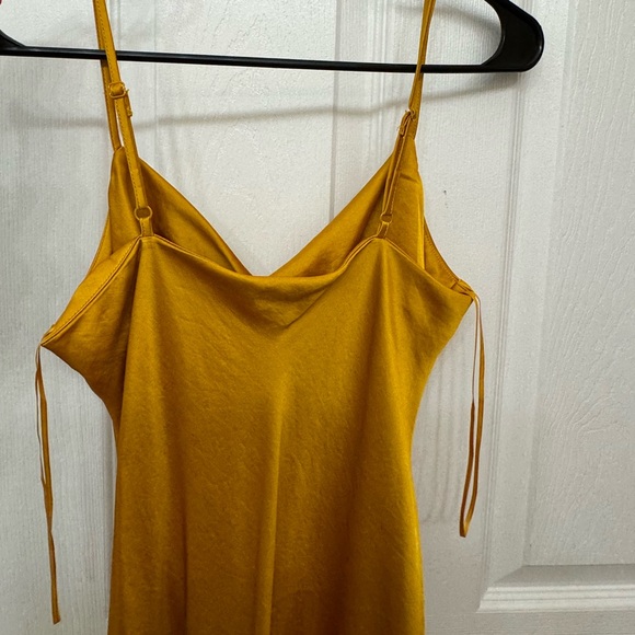 Worn once yellow golden silk dress from Express size small - Picture 5 of 5